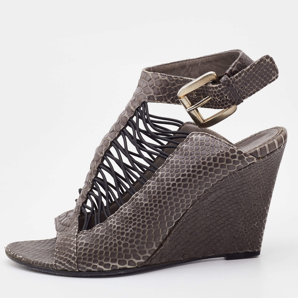 Givenchy Gray Python Embossed Leather Heels - image 1